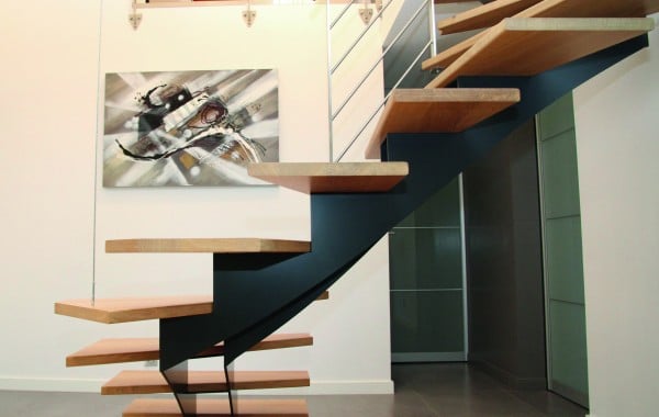 Escalier mixte quart tournant